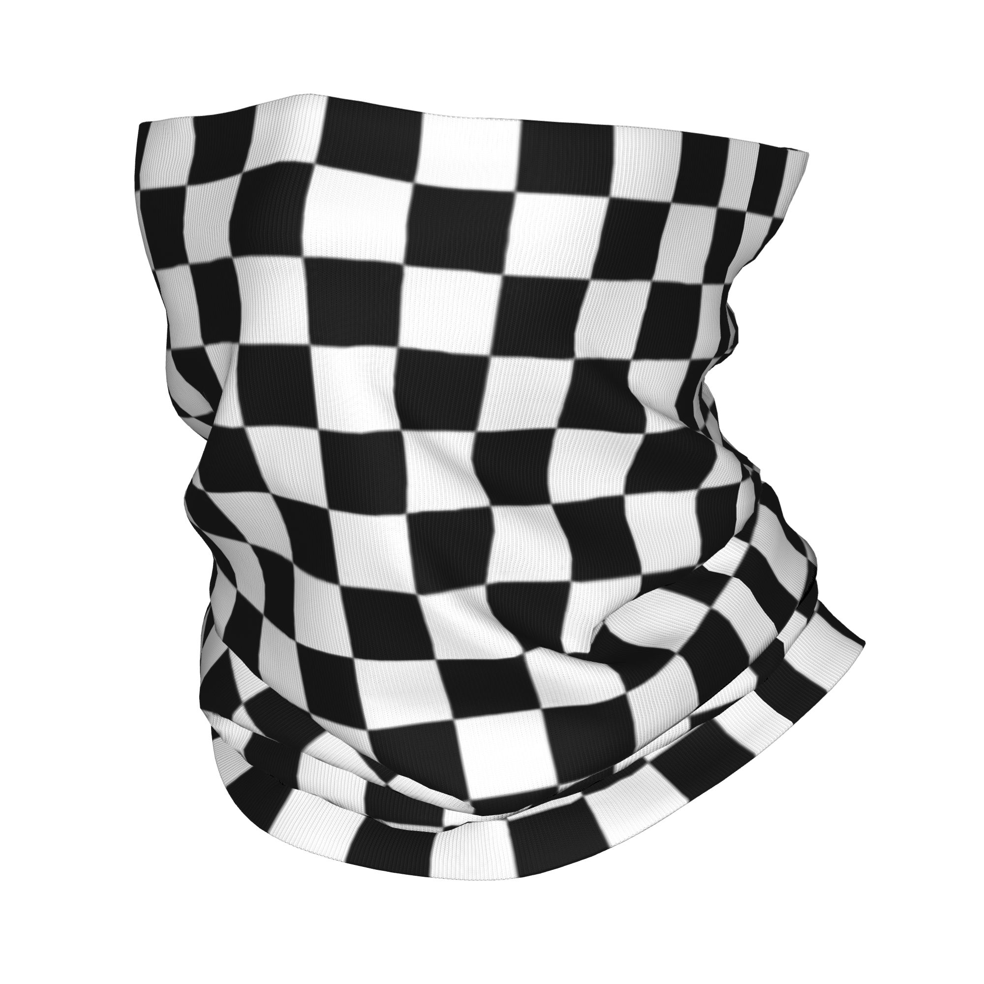 Sports Mask Breathable - 검은색과 흰색 체크무늬가 있는 반다나, 목