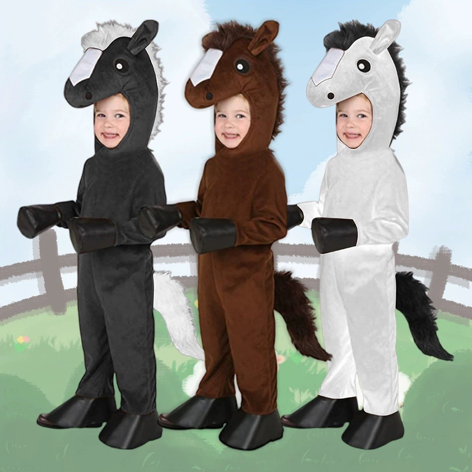Black Face Mask Pack - 동물원 말 어린이 갈색 검정 흰색