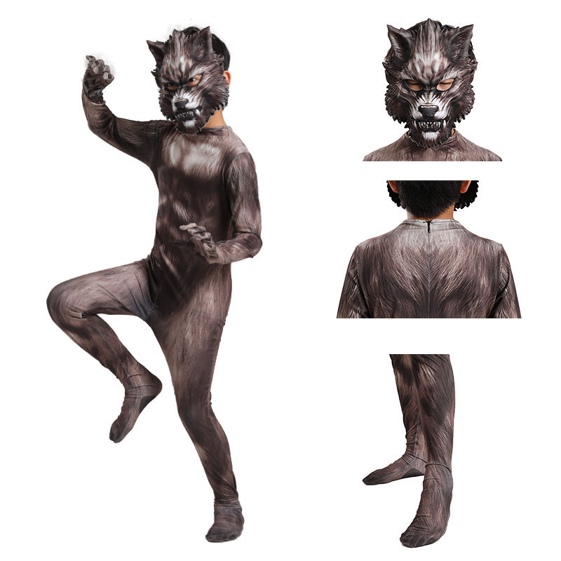 늑대 인간 코스프레 의상 점프 슈트 3D 마스크 정장  - Kids Face Mask 리뷰 및 가격
